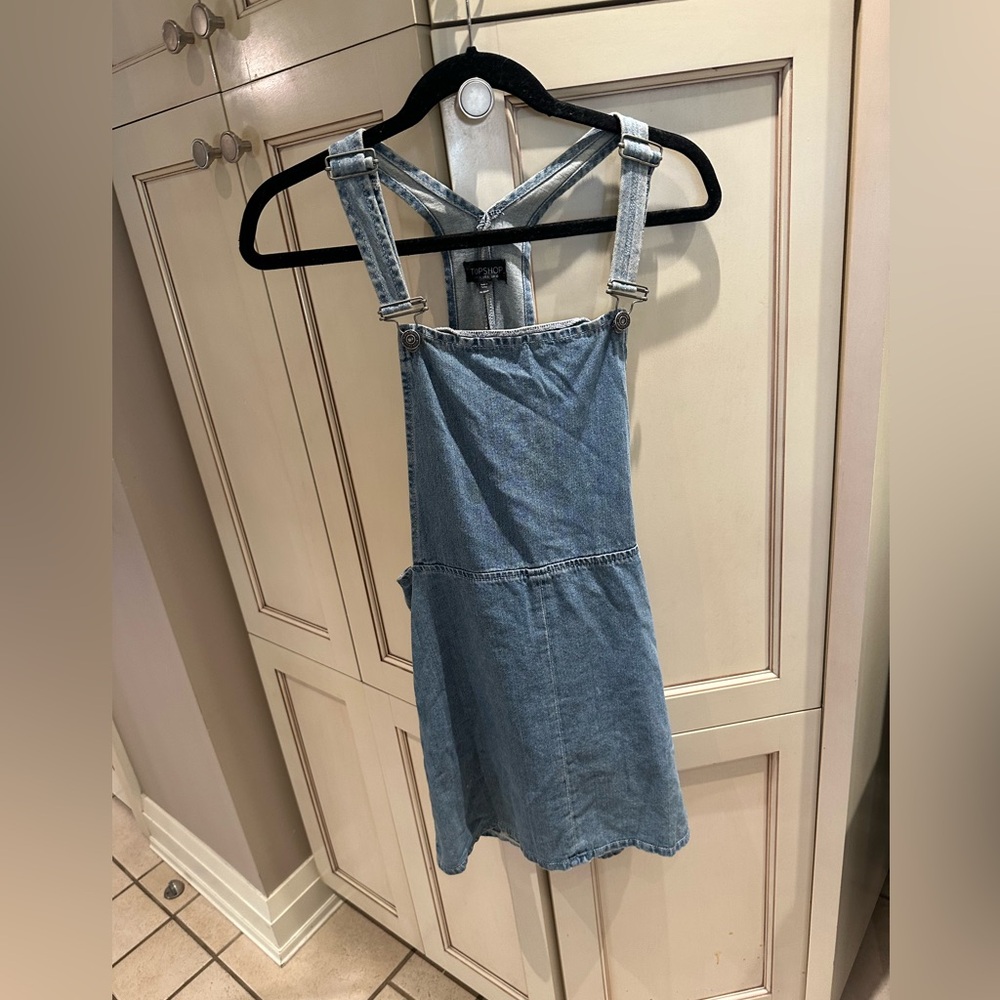 Topshop Blue Denim Overall Dress